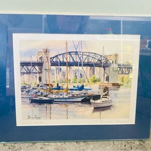 Days end by Blaine Jackson watercolour print Burrard Bridge Vancouver